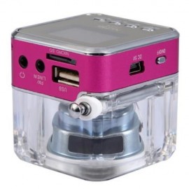 NIZHI TT029  MINI PORTABLE MULTIMEDIA SPEAKER SUPPORT MICRO SD USB FM RADIO (PINK)