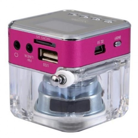 NIZHI TT029  MINI PORTABLE MULTIMEDIA SPEAKER SUPPORT MICRO SD USB FM RADIO (PINK)