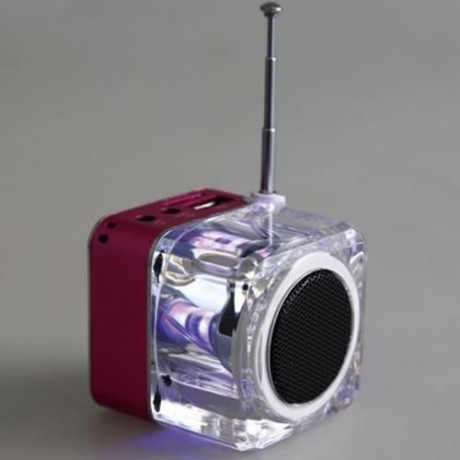 NIZHI TT029  MINI PORTABLE MULTIMEDIA SPEAKER SUPPORT MICRO SD USB FM RADIO (PINK)