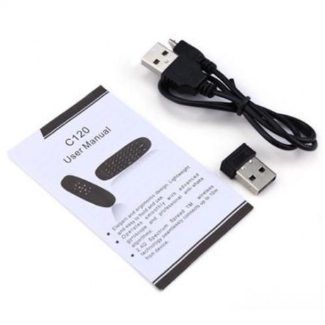 C120 ALL-IN-ONE 2.4GHZ AIR MOUSE QWERTY KEYBOARD REMOTE CONTROLLER WITH NANO USB RECEIVER 