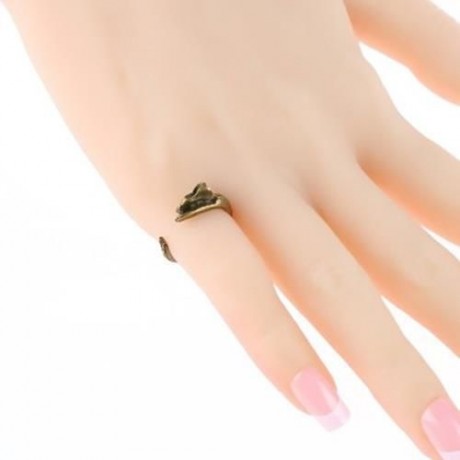 ANIMAL DESIGN ALLOY OPEN RING FOR LADIES (BRONZE-COLORED)
