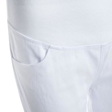 COTTON BLEND PREGNANT WOMEN PANTS (WHITE)