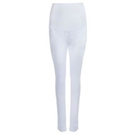 COTTON BLEND PREGNANT WOMEN PANTS (WHITE)