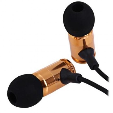 JBM MJ007 SUPER BASS STEREO HEADSETS 3.5MM PLUG BULLET EARPHONES WITH MIC (GOLDEN)