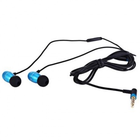 HI-100 SUPER BASS STEREO HEADSETS 3.5MM PLUG EARPHONES WITH MIC (BLUE)