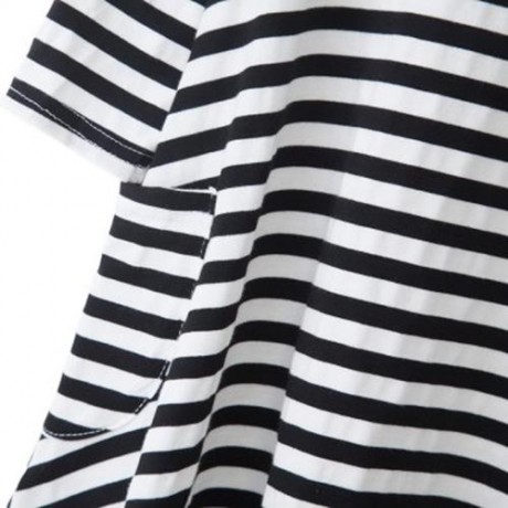 ZEBRA STRIPES LONG SLEEVE COTTON GIRLS DRESS WITH POCKETS (WHITE AND BLACK)