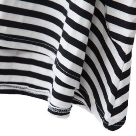 ZEBRA STRIPES LONG SLEEVE COTTON GIRLS DRESS WITH POCKETS (WHITE AND BLACK)