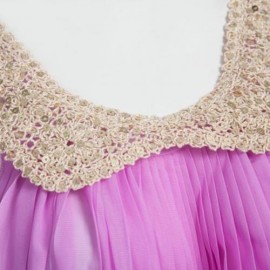 CUTE SOLID COLOR COL CLAUDINE SLEEVELESS SEQUINS CHIFFON RUFFLE DRESS FOR GIRLS (PURPLE)