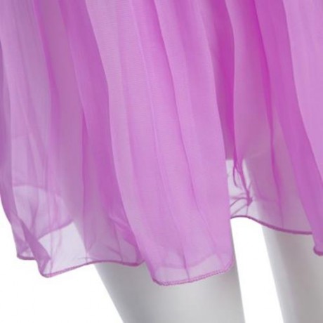 CUTE SOLID COLOR COL CLAUDINE SLEEVELESS SEQUINS CHIFFON RUFFLE DRESS FOR GIRLS (PURPLE)
