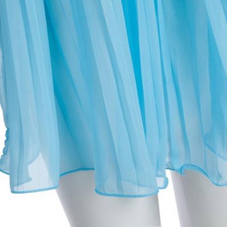 CUTE SOLID COLOR COL CLAUDINE SLEEVELESS SEQUINS CHIFFON RUFFLE DRESS FOR GIRLS (LIGHT BLU