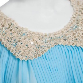 CUTE SOLID COLOR COL CLAUDINE SLEEVELESS SEQUINS CHIFFON RUFFLE DRESS FOR GIRLS (LIGHT BLU