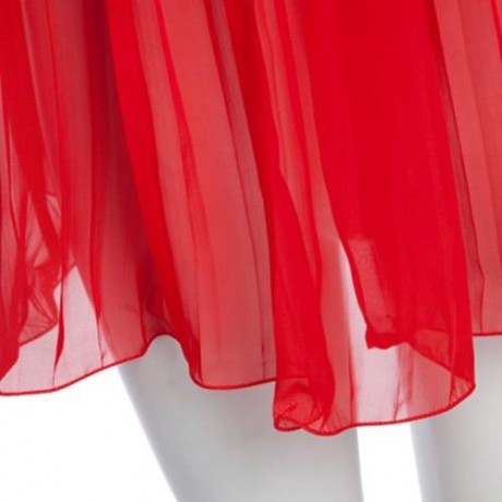 CUTE SOLID COLOR COL CLAUDINE SLEEVELESS SEQUINS CHIFFON RUFFLE DRESS FOR GIRLS (RED)