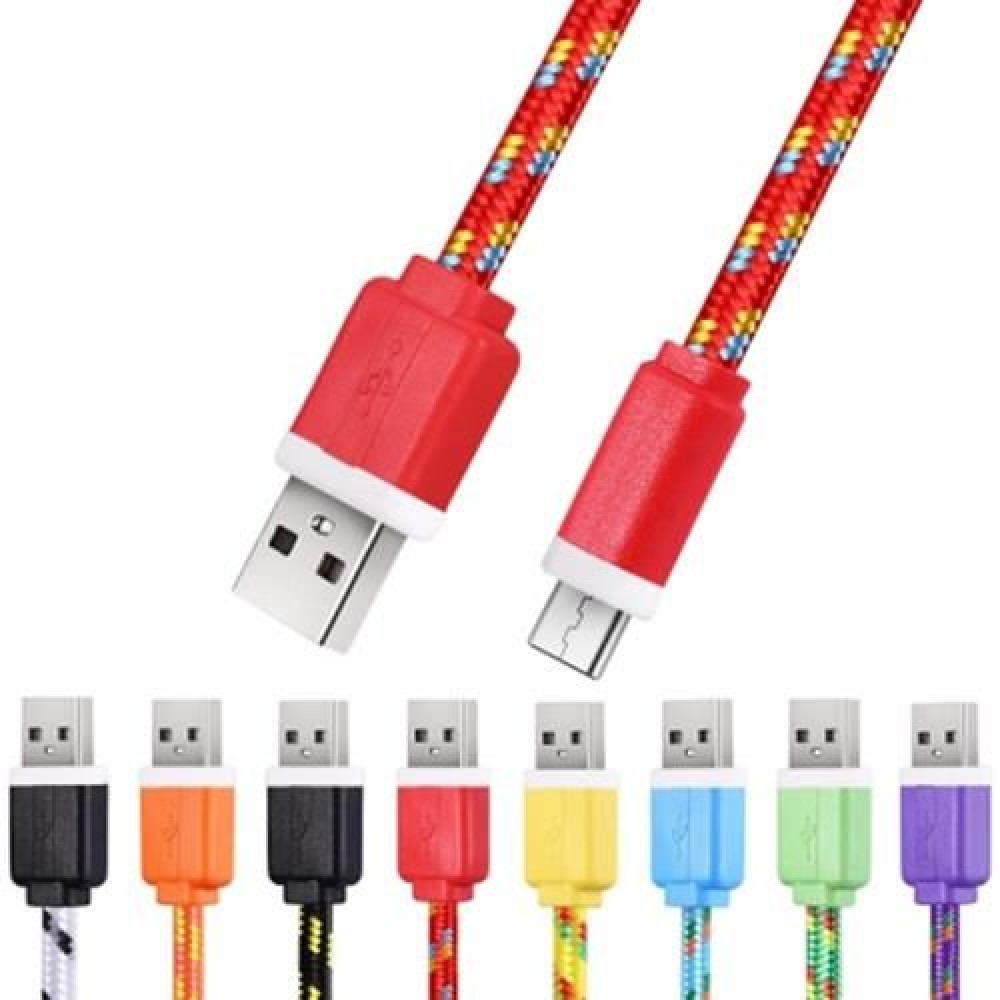 1M TYPE C COLORFUL NYLON BRAIDED TYPE C TRANSFER DATA SYNC CABLE CHARGING CORD LINE (RED)