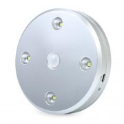 CIRCULAR 4 LEDS AUTO PIR LED LIGHT HUMAN BODY INDUCTION NIGHTLIGHTS (SILVER)