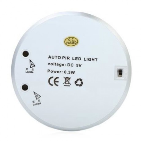 CIRCULAR 4 LEDS AUTO PIR LED LIGHT HUMAN BODY INDUCTION NIGHTLIGHTS (SILVER)