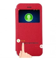 SMART METAL SLIDING ANSWER PHONE COVER MATTE FOLDING LEATHER PROTECTIVE CASE FOR IPHONE 6
