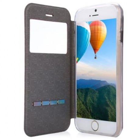 SMART METAL SLIDING ANSWER PHONE COVER MATTE FOLDING LEATHER PROTECTIVE CASE FOR IPHONE 6