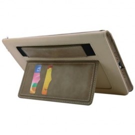 STYLISH LEATHER HOLDER MULTIFUNCTION CARD SLOT CASE WITH LANYARD FOR IPAD AIR (LIGHT COFFE