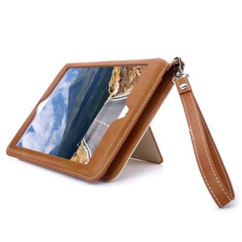 STYLISH LEATHER HOLDER MULTIFUNCTION CARD SLOT CASE WITH LANYARD FOR IPAD 2 / 3 / 4 (LIGHT