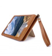 STYLISH LEATHER HOLDER MULTIFUNCTION CARD SLOT CASE WITH LANYARD FOR IPAD 2 / 3 / 4 (LIGHT