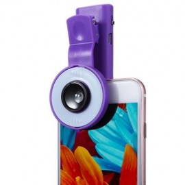 UNIVERSAL SELFIE WIDE ANGLE LENS WITH 8 LED FILL LIGHT FLASH LAMP (PURPLE)