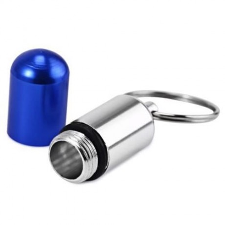 ALUMINIUM ALLOY WATERPROOF GALLIPOT KEYCHAIN FOR EMERGENCY STORAGE (BLUE)