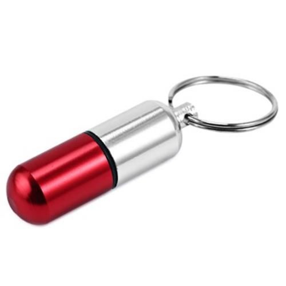 ALUMINIUM ALLOY WATERPROOF GALLIPOT KEYCHAIN FOR EMERGENCY STORAGE (RED)