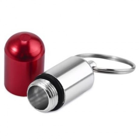 ALUMINIUM ALLOY WATERPROOF GALLIPOT KEYCHAIN FOR EMERGENCY STORAGE (RED)