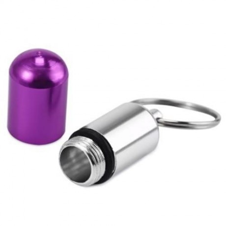 ALUMINIUM ALLOY WATERPROOF GALLIPOT KEYCHAIN FOR EMERGENCY STORAGE (PURPLE)