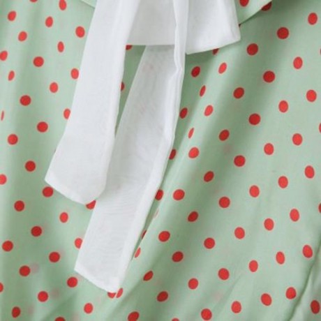 SWEET POLKA DOT CHIFFON SLEEVELESS BIG BOWKNOT PRINCESS TOP FOR GIRLS (GREEN)