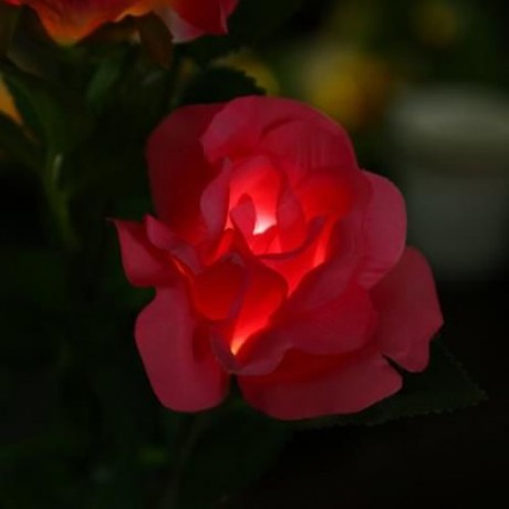 OUTDOOR SOLAR POWERED LED LIGHT ROSE FLOWER LAMP FOR YARD GARDEN PATH WAY LANDSCAPE (PINK)