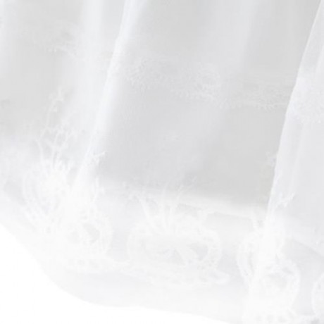 SWEET SOLID COLOR VOILE LACE BOW LONG SLEEVE SCOOP NECK PRINCESS DRESS FOR KIDS (WHITE)