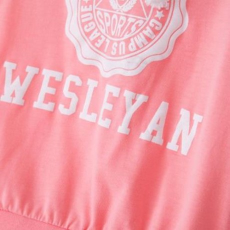 SHORT-SLEEVE T-SHIRT HOODIES UNISEX LETTER PRINT SOFT COTON SPORT SUIT FOR KIDS (PINK)