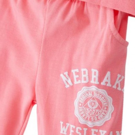 SHORT-SLEEVE T-SHIRT HOODIES UNISEX LETTER PRINT SOFT COTON SPORT SUIT FOR KIDS (PINK)