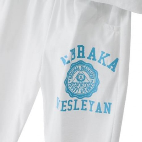 SHORT-SLEEVE T-SHIRT HOODIES UNISEX LETTER PRINT SOFT COTON SPORT SUIT FOR KIDS (WHITE)