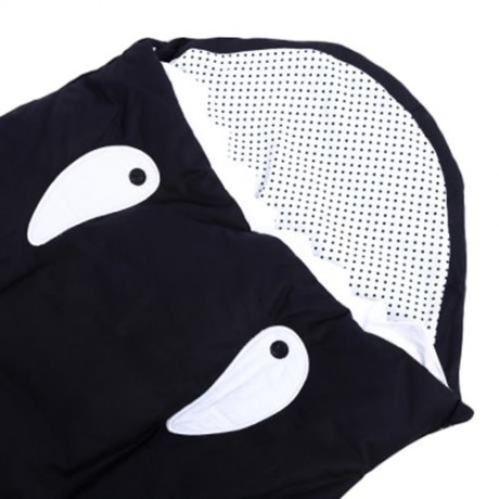 WARM WINTER SWEET CARTOON SHARK BABIES SLEEP BAG THICK INFANT BLANKET (BLACK)
