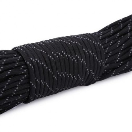 POLYMER CORE 31M REFLECTIVE MILITARY SURVIVAL PARACHUTE ROPE FOR OUTDOOR ACTIVITIES (BLACK
