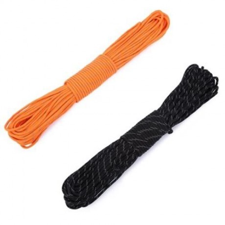 POLYMER CORE 31M REFLECTIVE MILITARY SURVIVAL PARACHUTE ROPE FOR OUTDOOR ACTIVITIES (BLACK