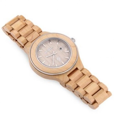 BEWELL ZS - W100AG MEN QUARTZ WATCH NAIL SCALE LUMINOUS POINTER DATE WOODEN WRISTWATCH (LI