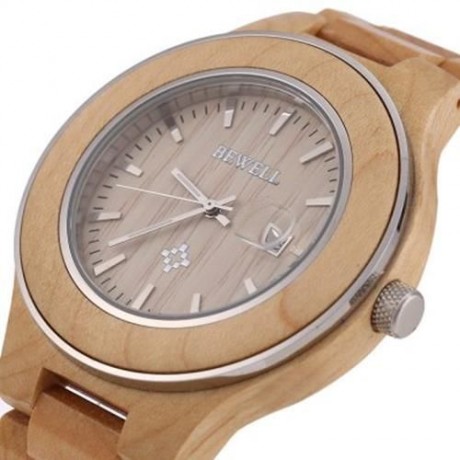 BEWELL ZS - W100AG MEN QUARTZ WATCH NAIL SCALE LUMINOUS POINTER DATE WOODEN WRISTWATCH (LI