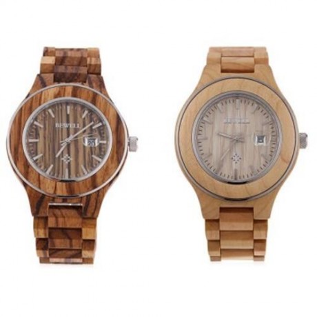 BEWELL ZS - W100AG MEN QUARTZ WATCH NAIL SCALE LUMINOUS POINTER DATE WOODEN WRISTWATCH (LI