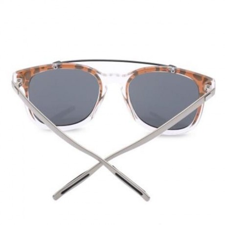 TEXTURED TRANSPARENT REFLECTIVE UV400 VINTAGE STYLE SOLID COLOR SUNGLASSES (LEOPARD GOLD C