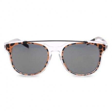 TEXTURED TRANSPARENT REFLECTIVE UV400 VINTAGE STYLE SOLID COLOR SUNGLASSES (LEOPARD GOLD C
