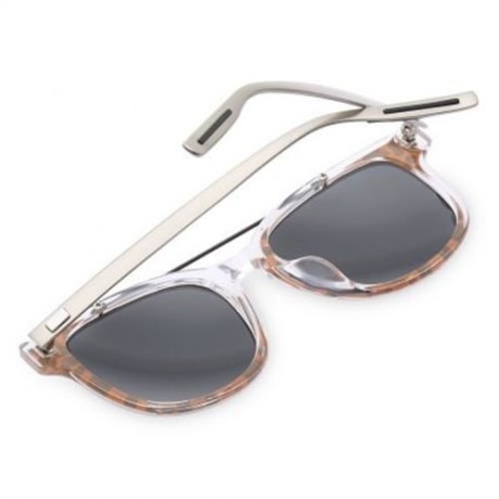 TEXTURED TRANSPARENT REFLECTIVE UV400 VINTAGE STYLE SOLID COLOR SUNGLASSES (LEOPARD GOLD C