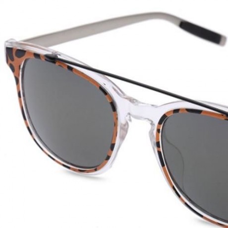 TEXTURED TRANSPARENT REFLECTIVE UV400 VINTAGE STYLE SOLID COLOR SUNGLASSES (LEOPARD GOLD C