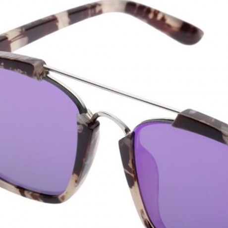 STYLISH COLORED COATING FASHION STREET SNAP HIPSTER METAL WOMEN SUNGLASSES (PURPLE LENS)
