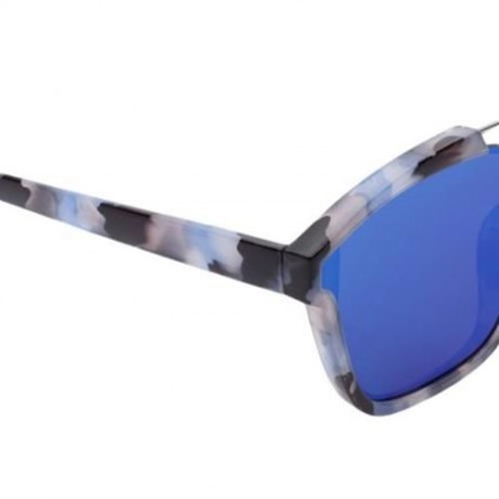 STYLISH COLORED COATING FASHION STREET SNAP HIPSTER METAL WOMEN SUNGLASSES (BLUE LENS)
