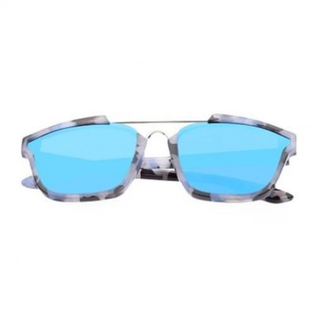 STYLISH COLORED COATING FASHION STREET SNAP HIPSTER METAL WOMEN SUNGLASSES (BLUE LENS)