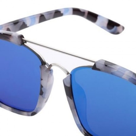 STYLISH COLORED COATING FASHION STREET SNAP HIPSTER METAL WOMEN SUNGLASSES (BLUE LENS)