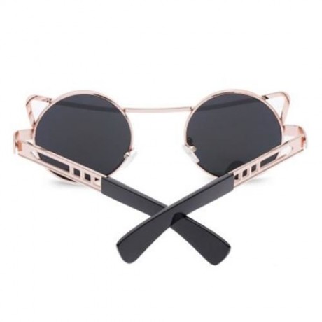VINTAGE FASHION CIRCLE CAT EYE COLORED COATING SUNGLASSES UV400 (REFLECTIVE RED COLOR)